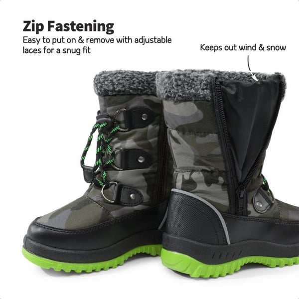 Kids Camouflage Slip Resistant Snow Boots - CAMO-GREEN - 4